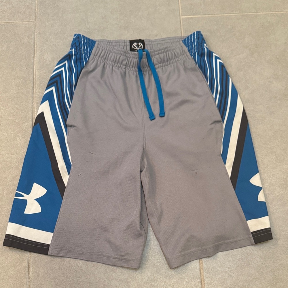 Under Armour Kids' Gray and Blue Athletic Shorts